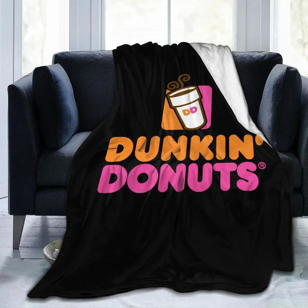 Dunkin Donuts Logo D Flanell Fleece Überwurf Decke Wendbar Weich Warm Gemütlich Herbst Winter Zuhause Reise Decken