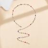 Women Necklace Colorful Faux Crystal Adjustable Length Deep V Neck Clothes Pairing Long Clavicle Necklace Prom Party Chest Jewelry