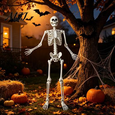Esqueleto de Halloween a Tamaño Real 5.4FT Prop Humano a Tamaño Real para Halloween, Pose Realista Cuerpo Completo Plástico Duradero Horror con Articulaciones Ajustables,