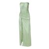 Street Style Solid Color Pleated Casual Open Fork Sexy Breast Royal Sister Style All-in-one Long Dress
