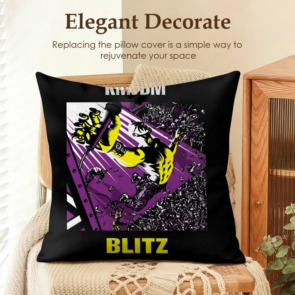 Band KKmfdm Cushion Cover Natural Linen Organic Fabric DoubleSided Printing Sofa Home Decor Gift Pillow Case