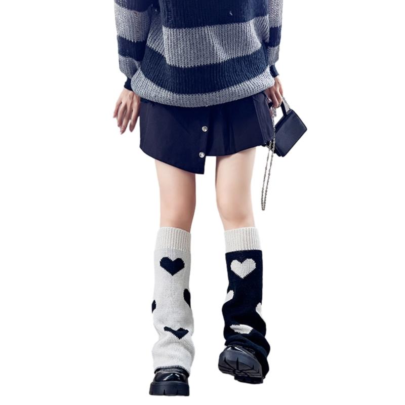 Rozkloszowane getry dla kobiet dziewczynki styl japoński Lolitas nakładka na buty skarpetki gotyckie Harajuku nakładka na nogę środkowa podkolanówka