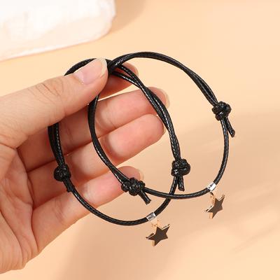 2 Pcs/Set Couple Bracelets Black White Rope Star Bracelet For Women And Men  Paired Bracelets Gifts For Lovers