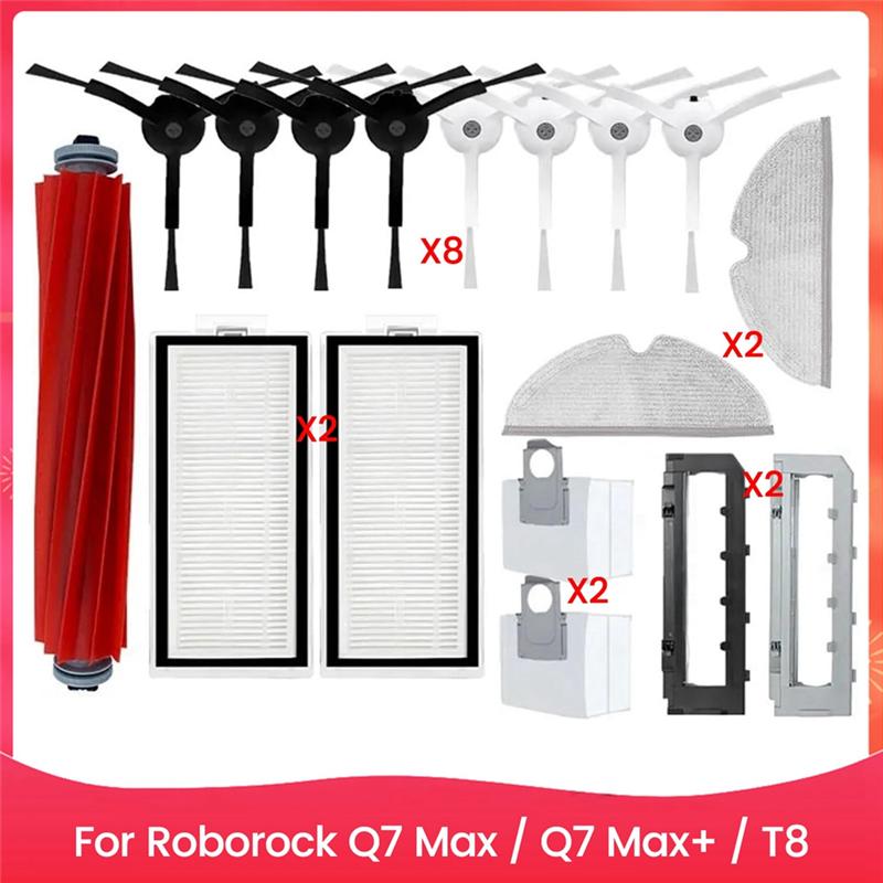 

ABUL-For Roborock Q7 Max / Q7 Max+ / T8 Dust Bag Hepa Filter Accessories Main Side Brush Mop Cloth Robot Vacuum Cleaner Parts