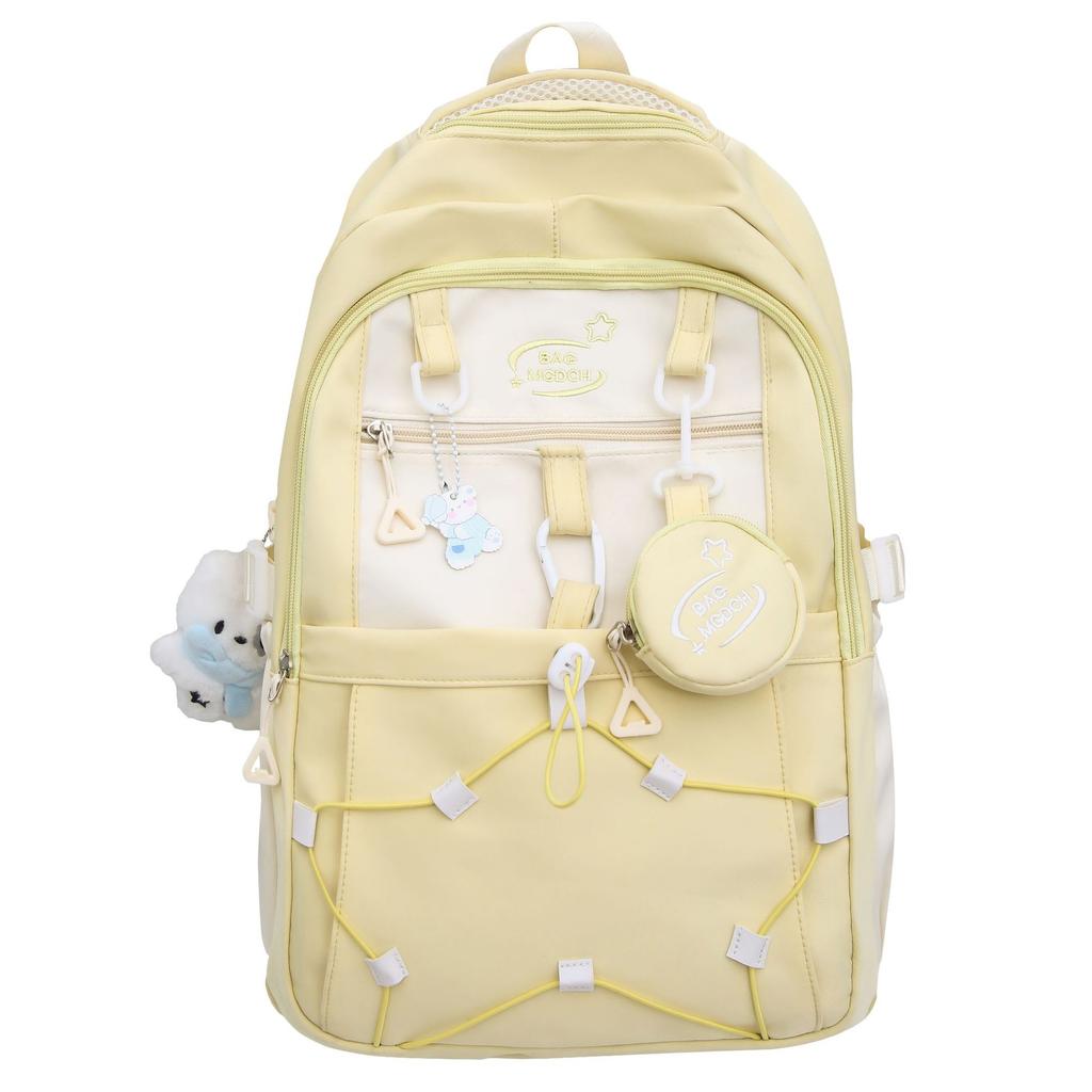 Large Capacity Simple Contrast Backpack Junior High School and High School CampusUses Style Versatile Burden-reducing High Value Backpack. Fit