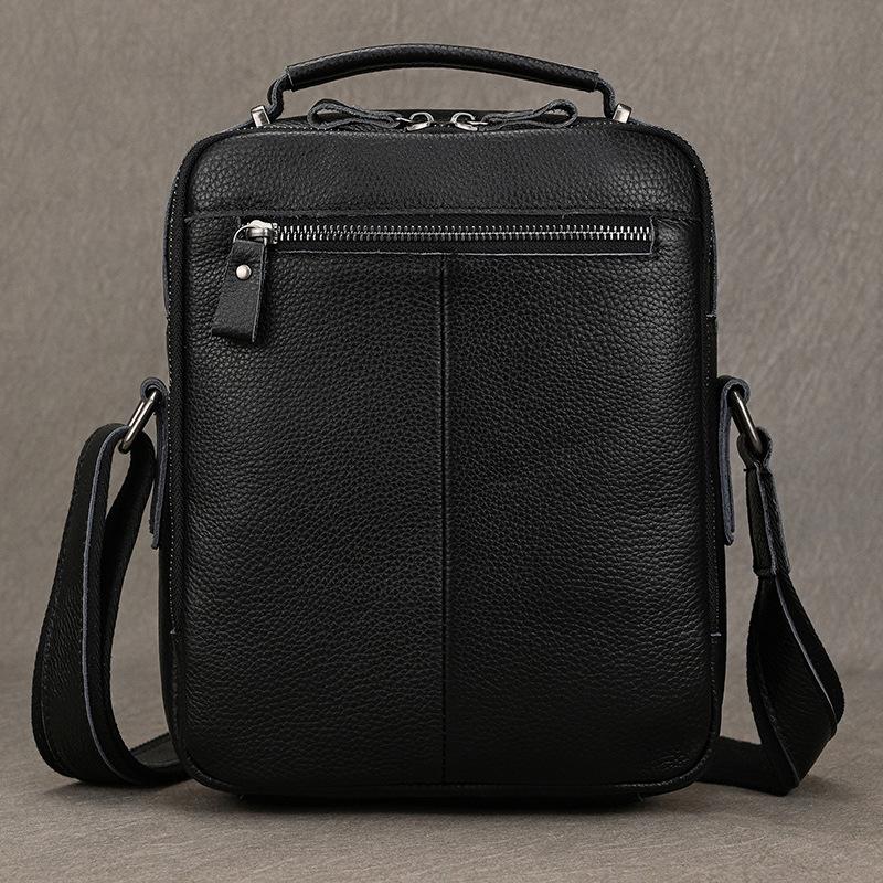 Men'S Shoulder Bag Leather Fashion Handbag Cowhide Shoulder Messenger Bag Ipad Bag Simple Men'S Bag Casual Satchel