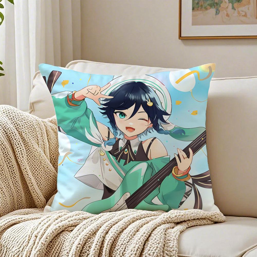 Popular Genshin Impact Venti Pillow Cushion Cover Pillowcase Anti-Dustmite Living Room Sofa Decor Cushion Room