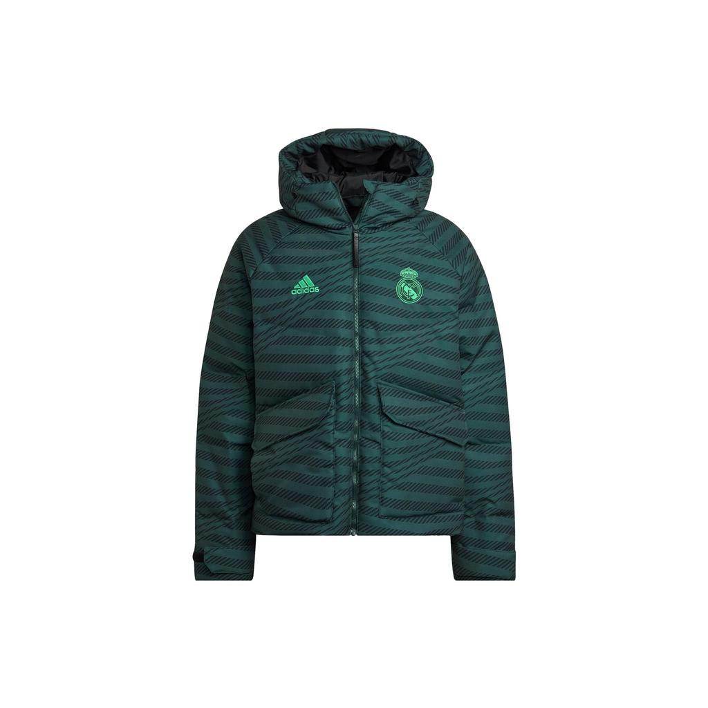 Adidas Real Madrid Embroidered Logo Sports Down Jacket With Hood Men Outerwear Green HD1335