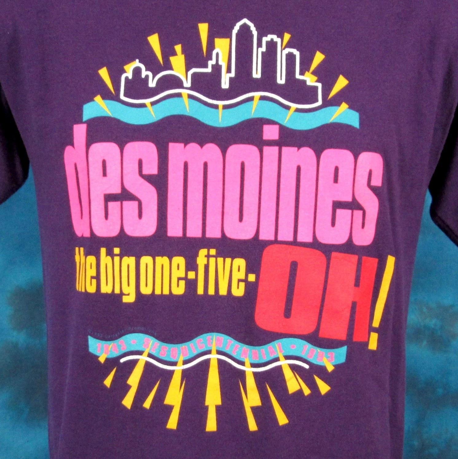 vintage 1993 DES MOINES IOWA CITY SKYLINE T-Shirt SMALL/MEDIUM single stitch 2XL