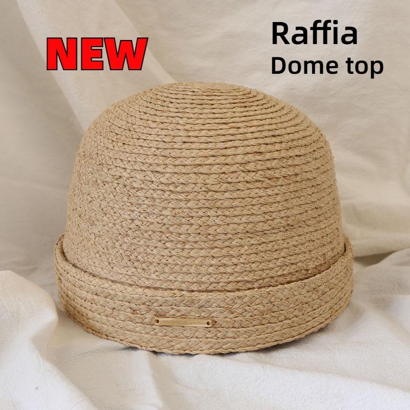 2026 New Natural 100% Raffia Fedoras Berets Hat Women Summer French Retro Dome Top Pillbox Hat Females Vacation Beach Straw Hat