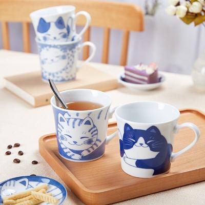 Ceramic Mug with Cute Lucky Cat Pattern Big Coffee Cup 260 Ml Office Tea Cup