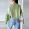 Women's Versatile Colorblock Casual Striped Long-sleeved Knitted Sweater Jacket