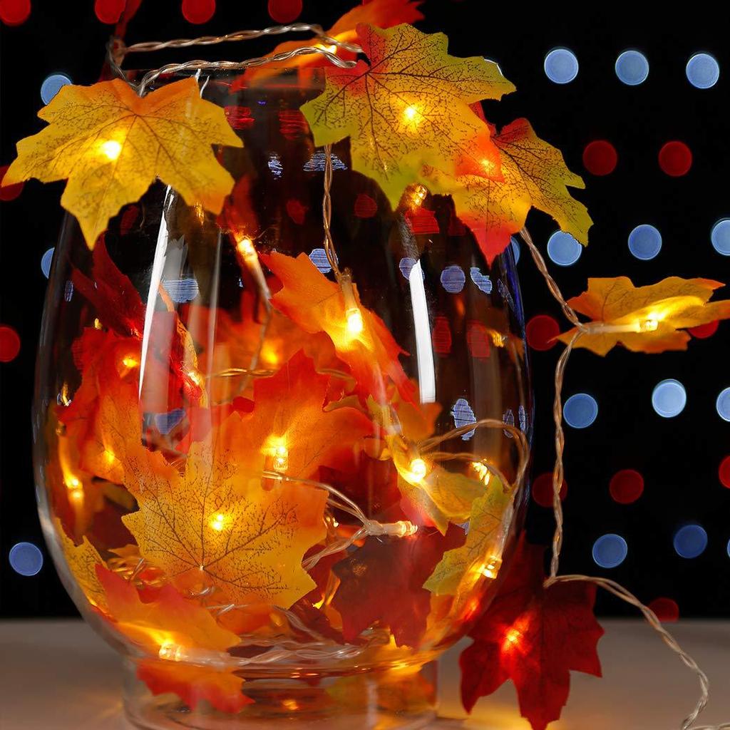 LED Maple Leaf & Rose Flower Decorative String Lights for Holiday Bedrooms