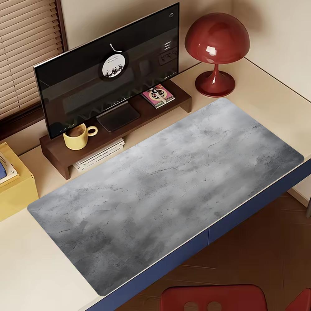 Minimal Grey Marble Texture Large Gaming Mouse Pad Non Slip Rubber Stitched Edge Hd Print Mat For Gamer Laptop Workstation