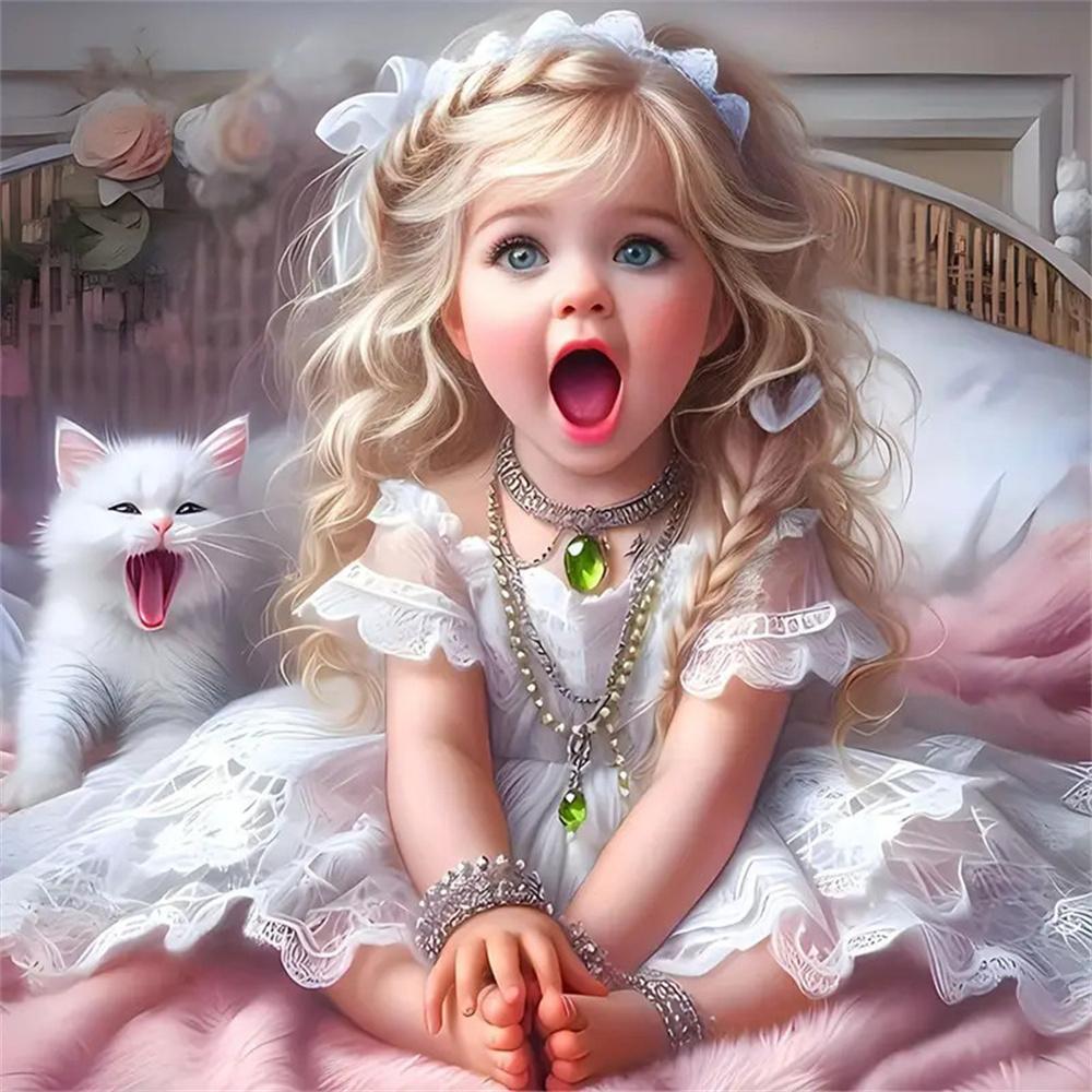 5d Diy Diamond Painting Girl Dog Portrait Diamond Embroidery Seaside Full Round Drill Cross Stitch Kits Gift