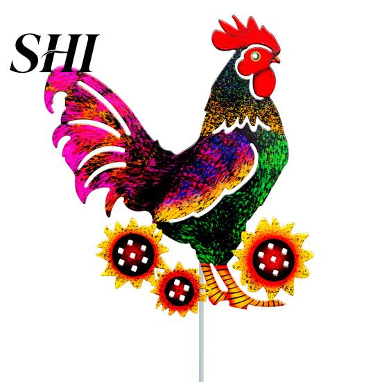 Iron Rooster Ornament Sculpture Realistic Standing Animal Garden Decoration Rust-Proof Patio Backyard Carved Chicken Lawn