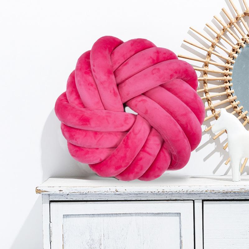 Green Handmade Knotted Ball Pillow Sofa Back Stuffed Cushion Cute Plush Throw Pillow Sofa Cushion Christmas Home Accessories