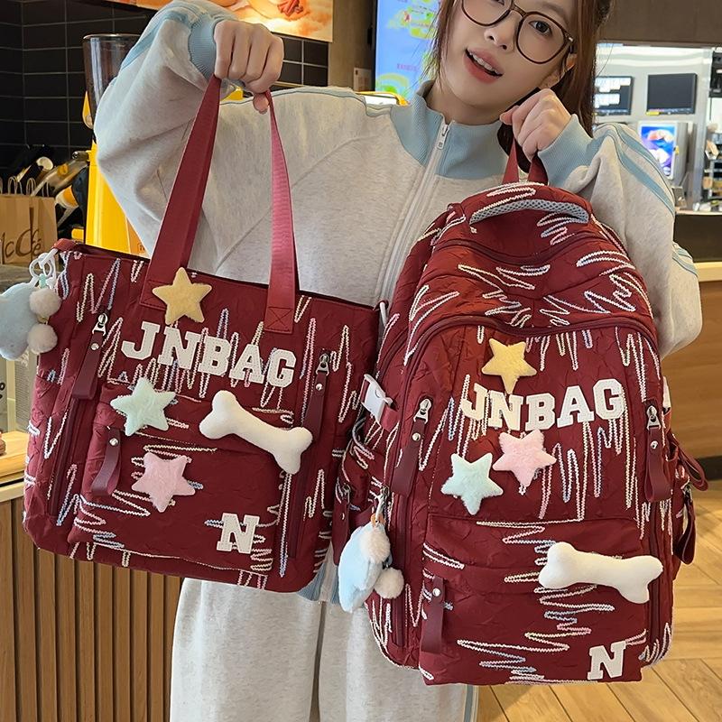 Schoolbags Children Elementary School Girls Junior High School Students High School Students Make up Lessons Bag Letters High Appearance