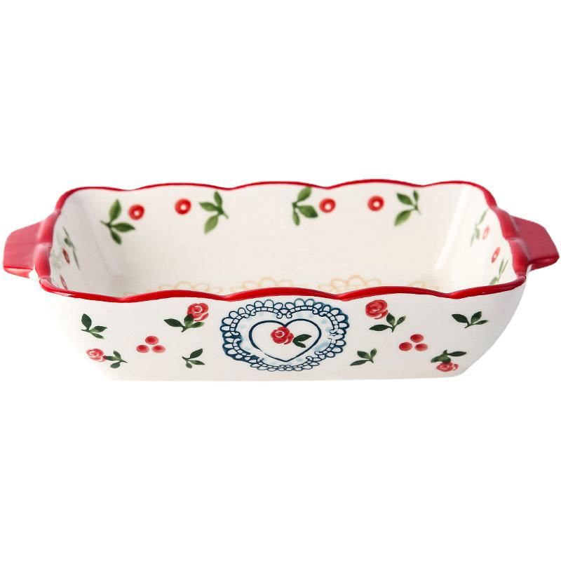 Ceramic Rectangular Baking Tray for Cheese & Rice - Microwave Safe