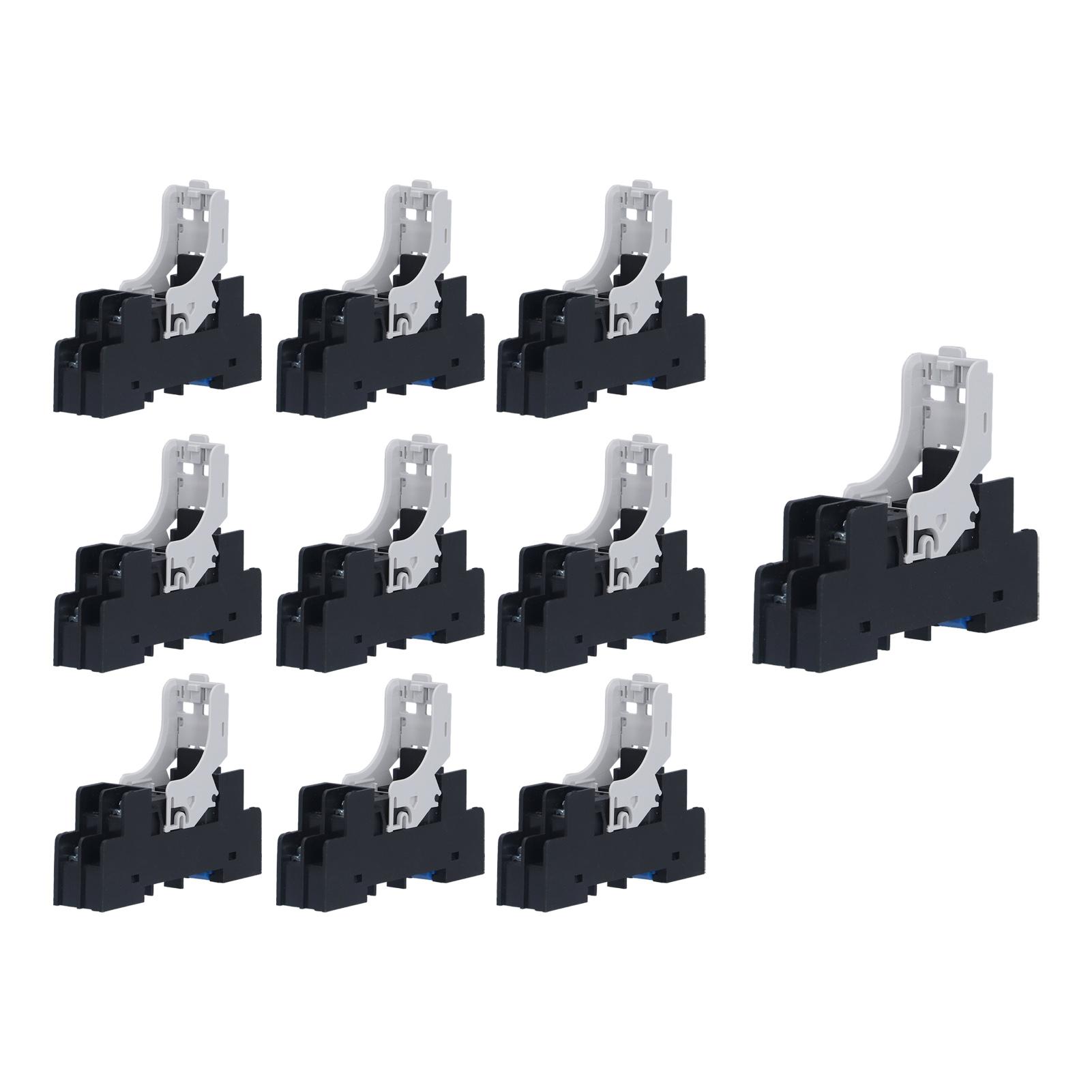 

10Pcs Electromagnetic Relay Base 5 Holes Relay Bases DIN Rail for CNC Lathes AC 250V 12A
