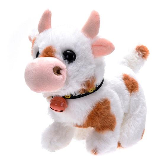 Kids Electric Plush Animal Toy Walking Tail Wagging Interactive Elephant Sheep Cow Panda Plushie Toy Toddlers Educational Simulation Animal Toy