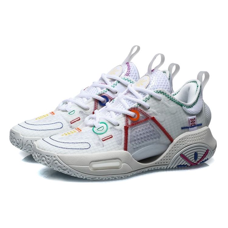 Li Ning All City 9 V1.5 Youth Basketball Shoes Kids Sneakers White Red ABPR033-3