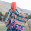 Women's Ethnic Style Hooded Shawl Cloak, Geometric Design for Autumn/Winter, Ideal for Tibet, Qinghai, Yunnan Travel