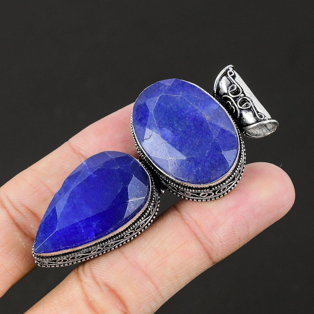 Blue Sapphire Gemstone Handmade 925 Sterling Pendant Lab Created Sapphire, Handmade Gifts Pendant, Gifts For Women, Gifts For Her