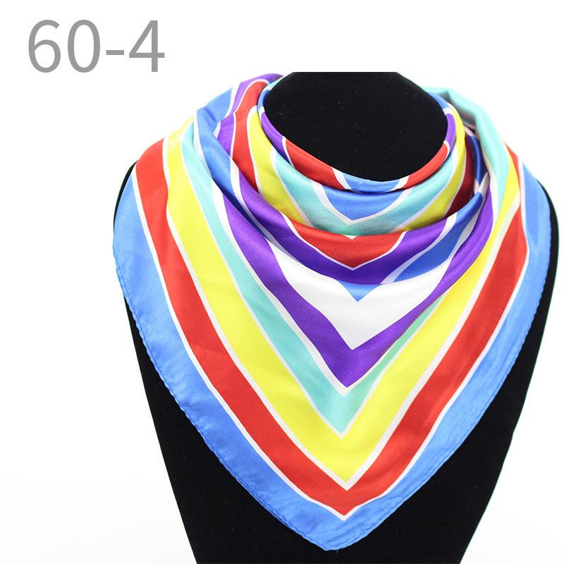 New simulated silk scarf, striped women's small square scarf, flight attendant workplace decoration cm spring and summer silk scarf
