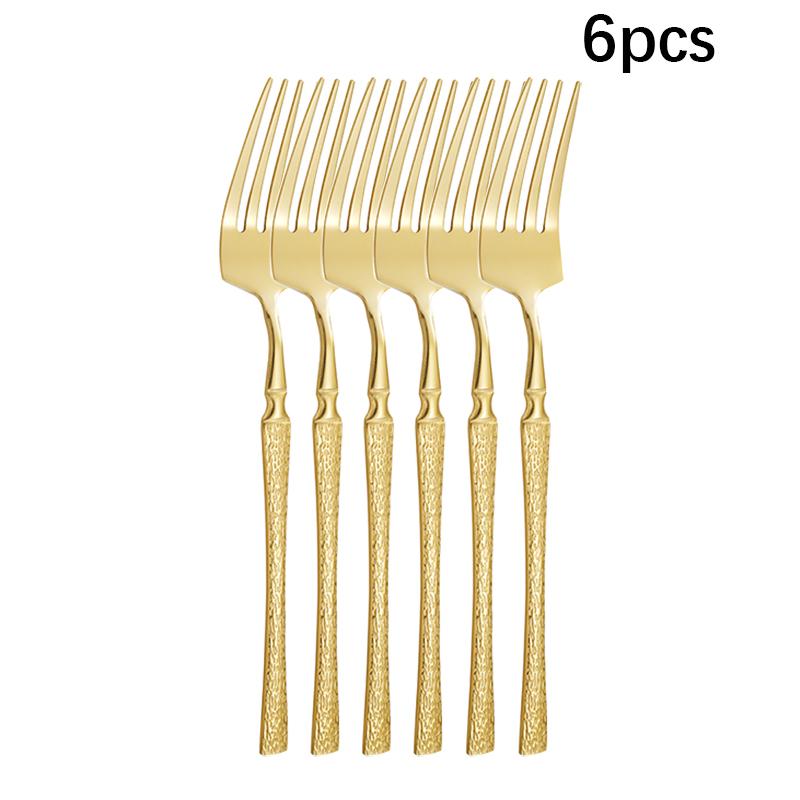 6/30pcs Golden Waist Knife, Fork and Spoon Stainless Steel Tableware Set Dessert Fork and Spoon Steak Knife, Fork and Spoon
