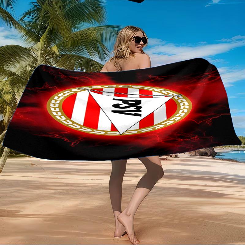 Asciugamano da Spiaggia con Stemma Psv Eindhoven in Microfibra, Leggero e Asciugatura Rapida, per Viaggi Estivi, Piscina, Regalo di Compleanno