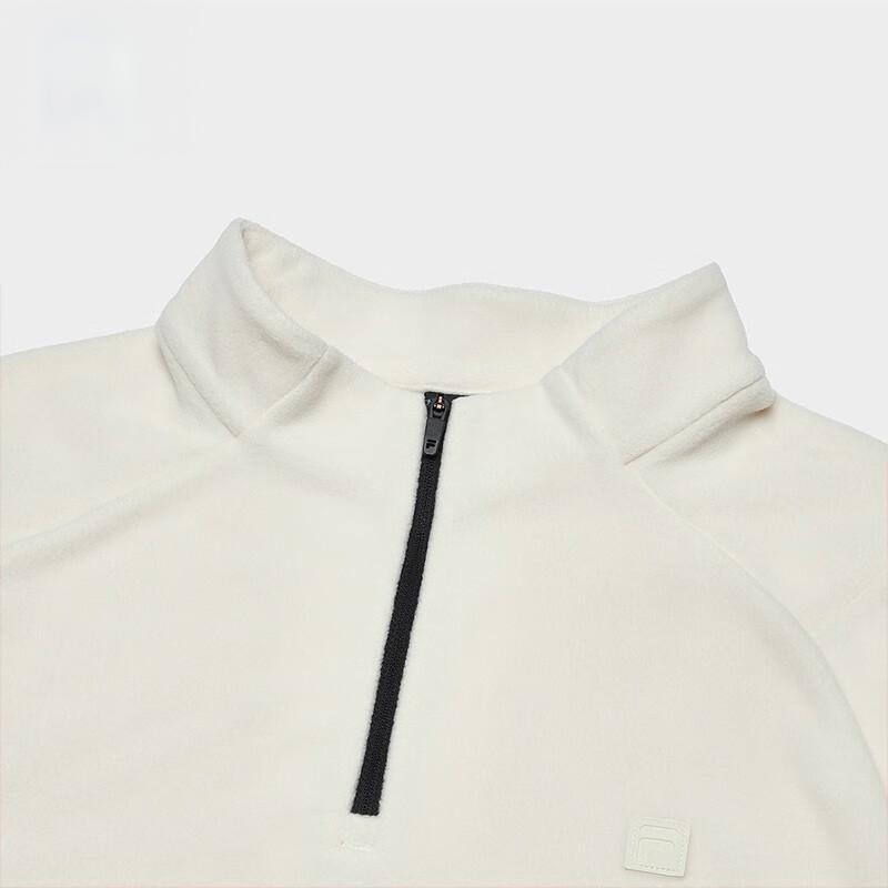 FILA Solid Color Stand Collar Pullover Sports Leisure Knitted Long Sleeve T-Shirt Men Tops Asparagus-White A11M347205F-IV