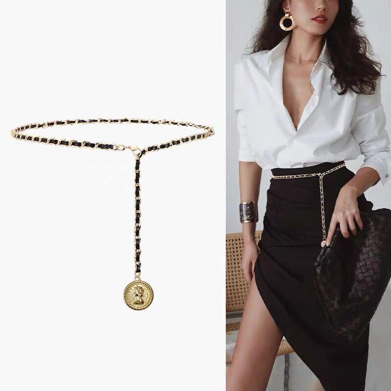 Chain Belt Female Waist Metal Belts For Women Luxury Tassel Thin Waistband Dress Coat Adjustable Corset