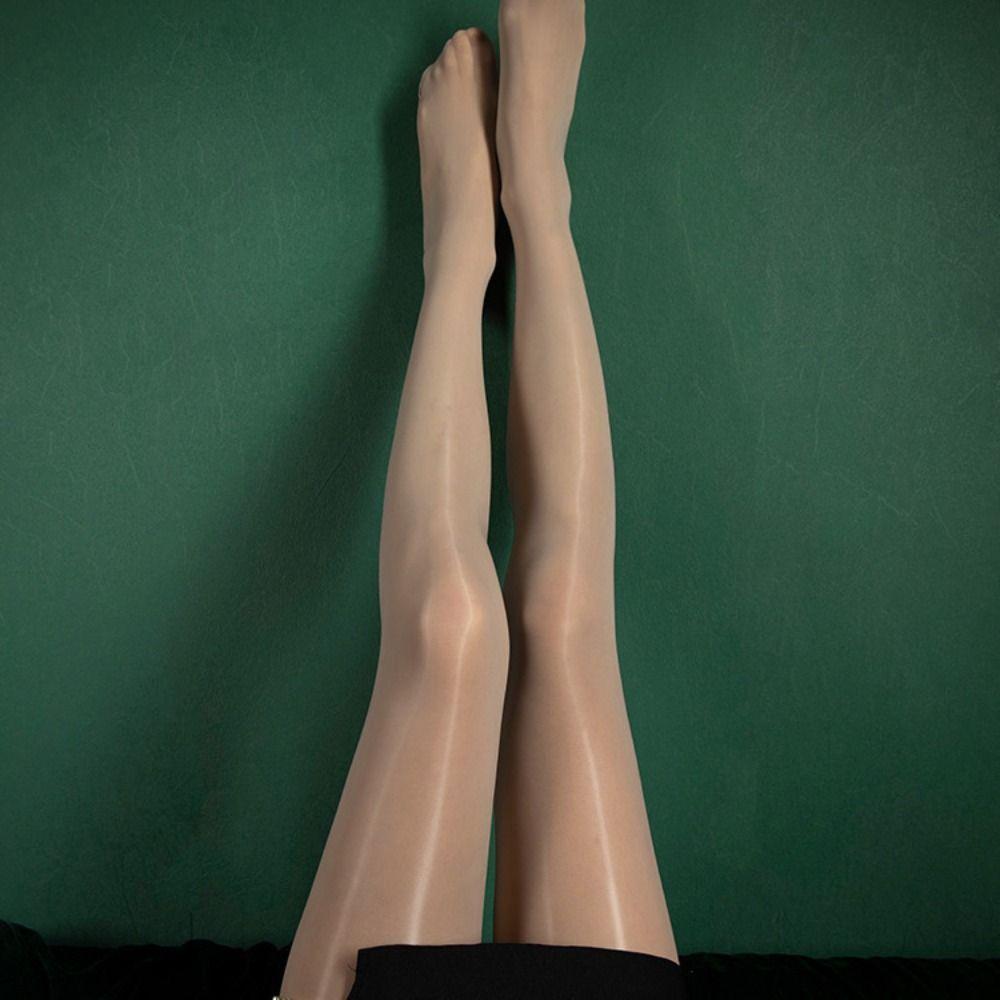 Oil Bright Shimmer Tights 360°Seamless Crotch High-Density Shaping Silk Stockings Wet Look Stretch Shiny Oil Stockings Women