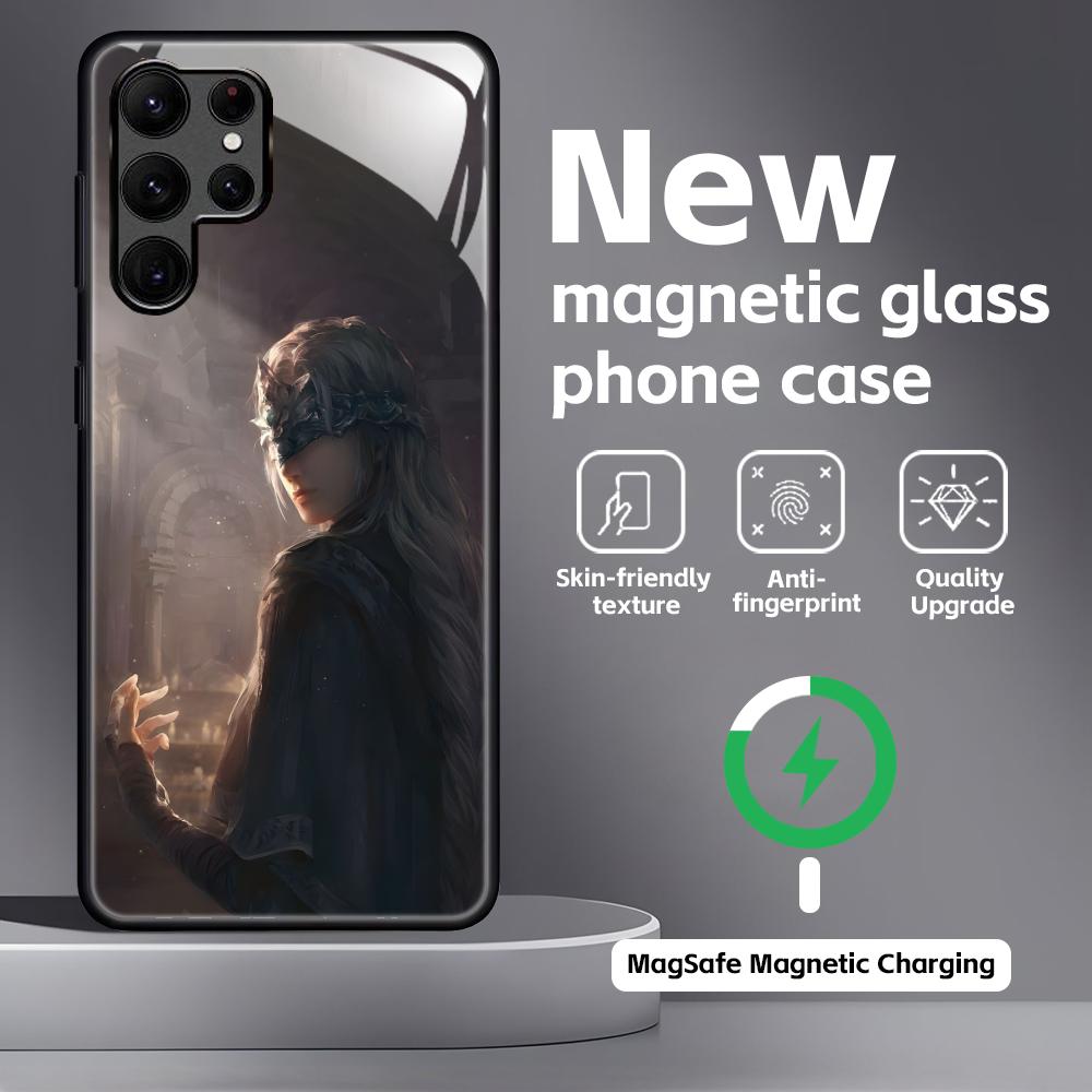 Klasická hra DARK SOULS Pouzdro na telefon Pro Samsung S26 S25 S24 S23 S22 S21 Plus Ultra Note20 Skleněné Magnetické Pouzdro