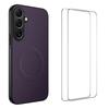 For Samsung Galaxy A17 5G Magnetic Case WANLONFENG TQ1 Series Carbon Fiber Texture PC TPU Phone Cover with 2Pcs Screen Films