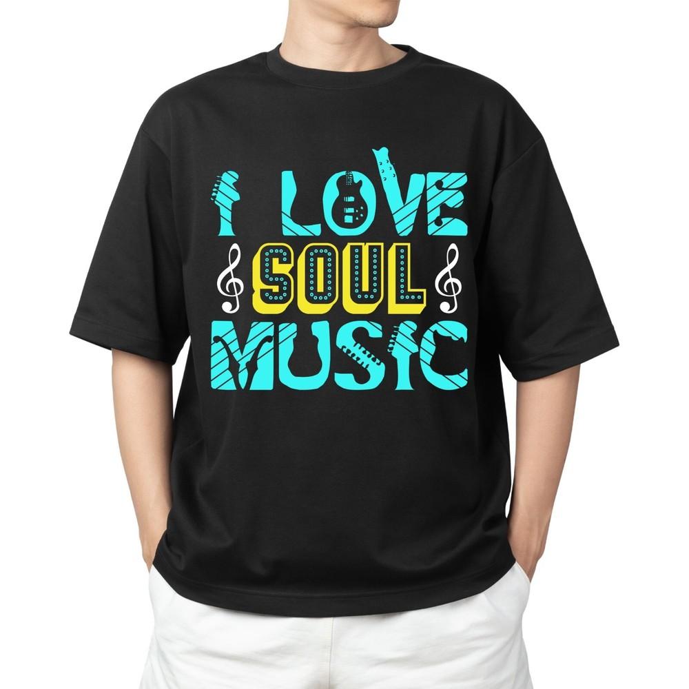 

I Love Soul Music T-shirt Men s Women s Tops Tees – Retro-Inspired Music Tee for Musicians & Fans M