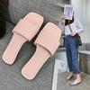 Flat-bottomed Slippers Women's Summer Outer Wear New Summer Square Head One-word Drag Large Size Cool Slippers Factory