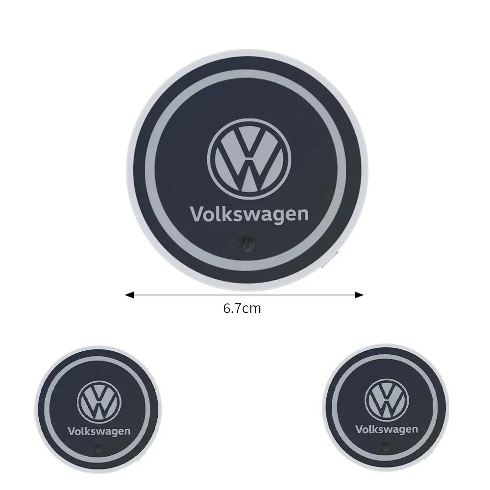 For VW VOLKSWAGEN New 2PCS Volkswagen 7-Colors Ambient Light Car Water Coaster for VW Golf 6 7 MK4 TSI TDI Magotan B5 B6 B7 GTD