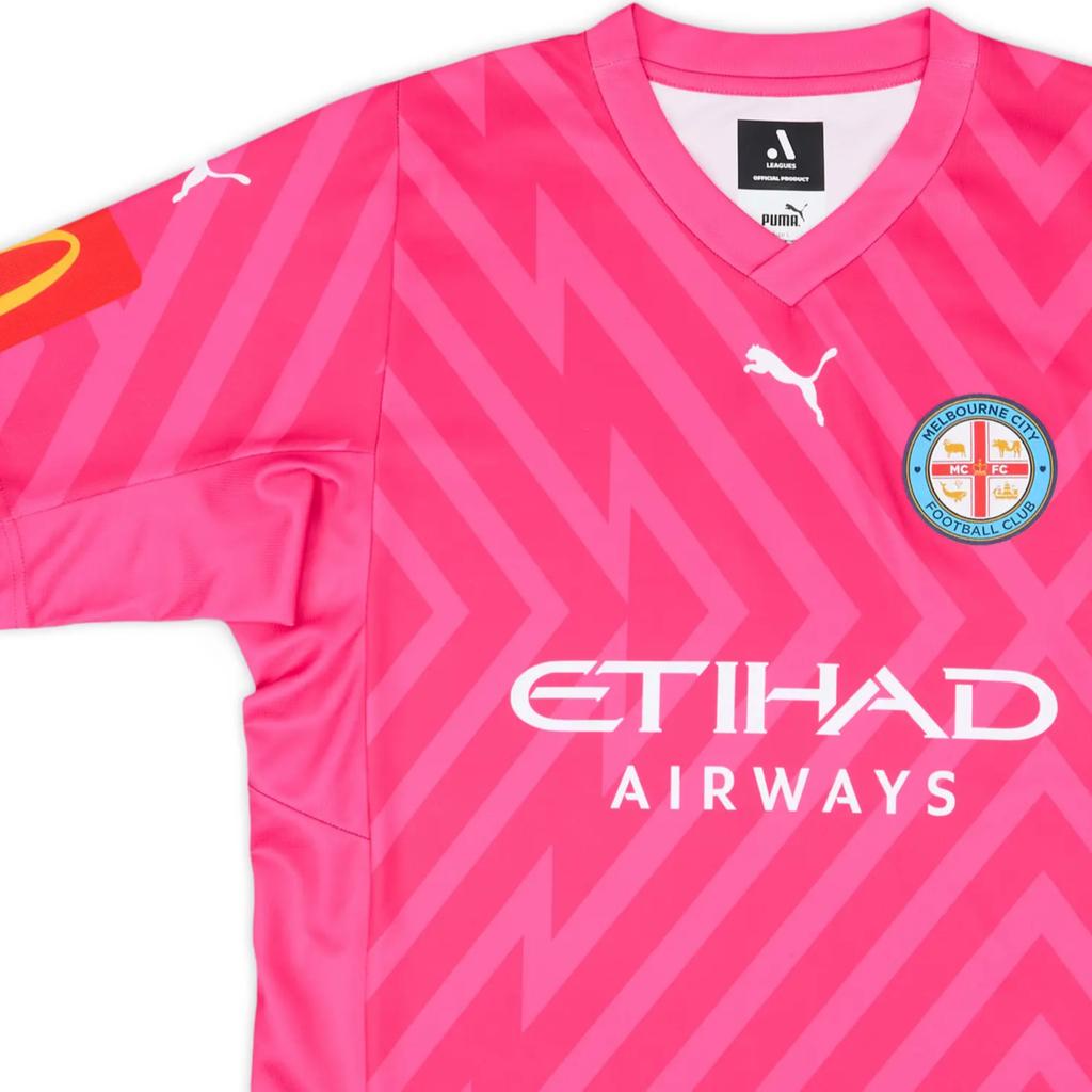 Puma Melbourne City GK 23/24 Logo Casual Fashion Short Sleeve Football Shirt Unisex tops Pink 776237-01