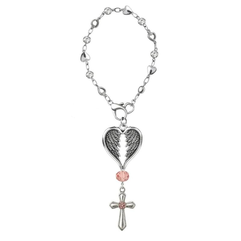 Heart-Shaped Wing Pendant - Angel Keychain - Car Steering Wheel Rearview Mirror Accessory, Steering Wheel Chain Decoration