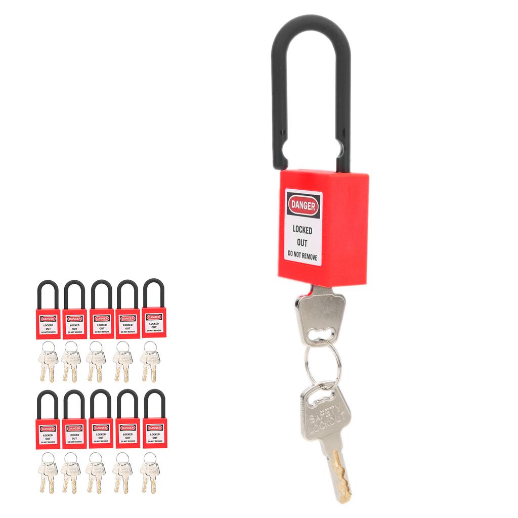 10 Sets 38mm Lockout Lock Dustproof Nylon Industrial Engineering Insulation Security Tool for FactoriesRed