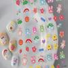 Embossed 5D Nail Stickers Pink Colorful Petals Butterfly Acrylic Spring Summer Flower Slider Nail Decoration Nail Art Supplies DIY