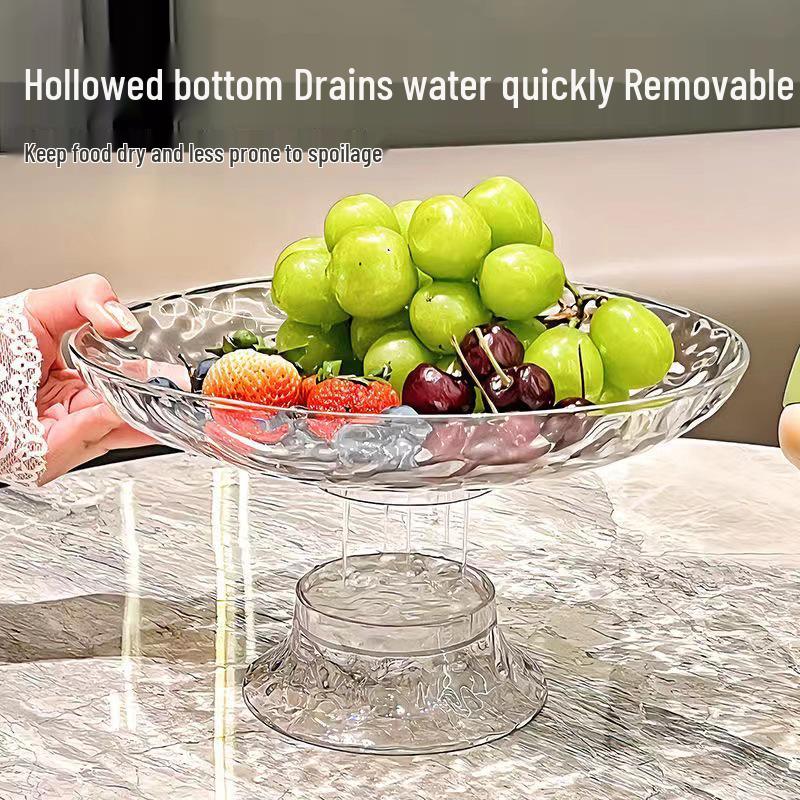 Prato de Frutas Transparente com Ondas de Água: Tigela Elegante para Lanches e Doces para Mesa de Centro