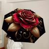 1pc Golden Rose Ornament Umbrella with Plastic Handle,Suitable for All Seasons Home Travel Outdoor UmbrellaDD1081