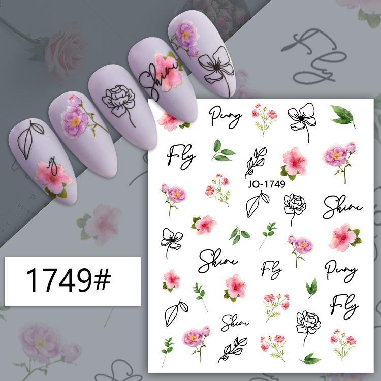 3D Colorful Flower Nail Art Stickers - Sunflower & Rose Self-Adhesive Decals