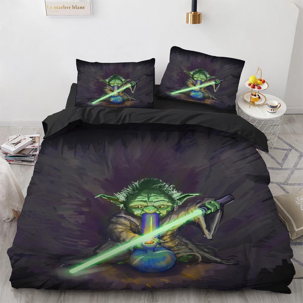 Cartoon Yoda Beddengoed Sets Anime Films Dekbedovertrek Sets Dekbedovertrek Kussensloop Kawaii Kinderen Jongen Verjaardagscadeaus