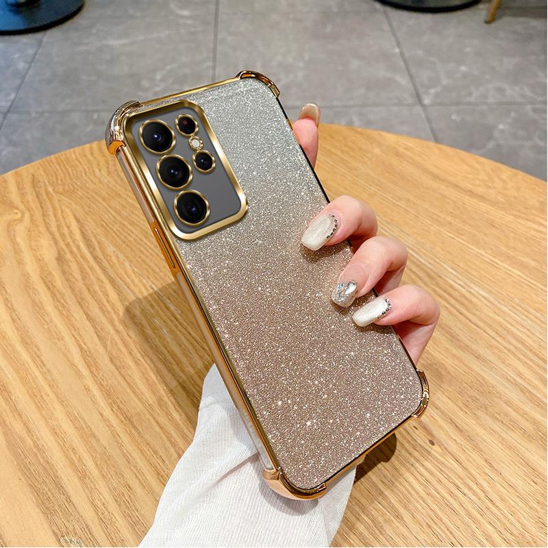 Applicable To Samsung S26Edge Glitter Mobile Phone Case Note20 Electroplating Four Corners Anti-drop S20 Lens Film S23/S24