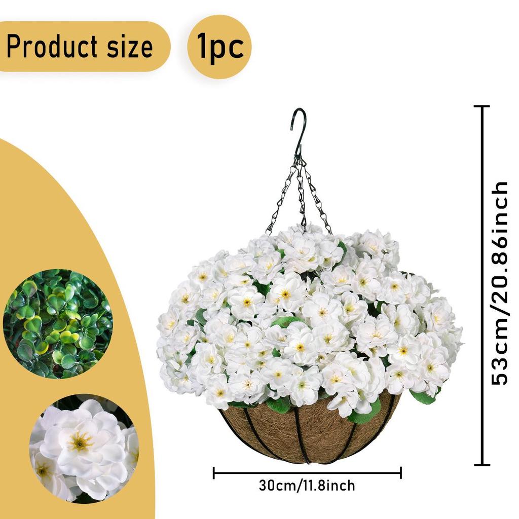 Frühlings-Begonie Geranie Hängekorb: Künstliche Outdoor-Blumendekoration