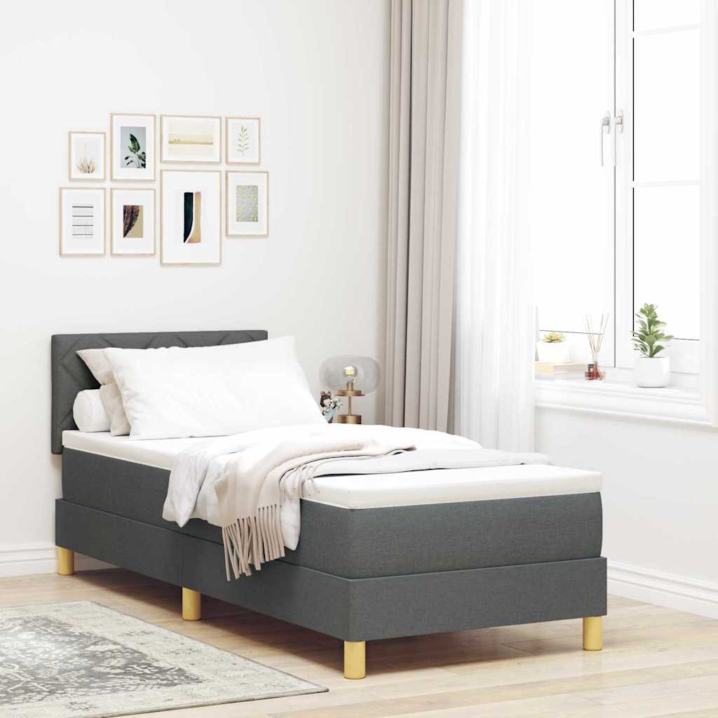 Box Spring Bed with Pillow Dark Gray 80 x 200 cm Fabric
